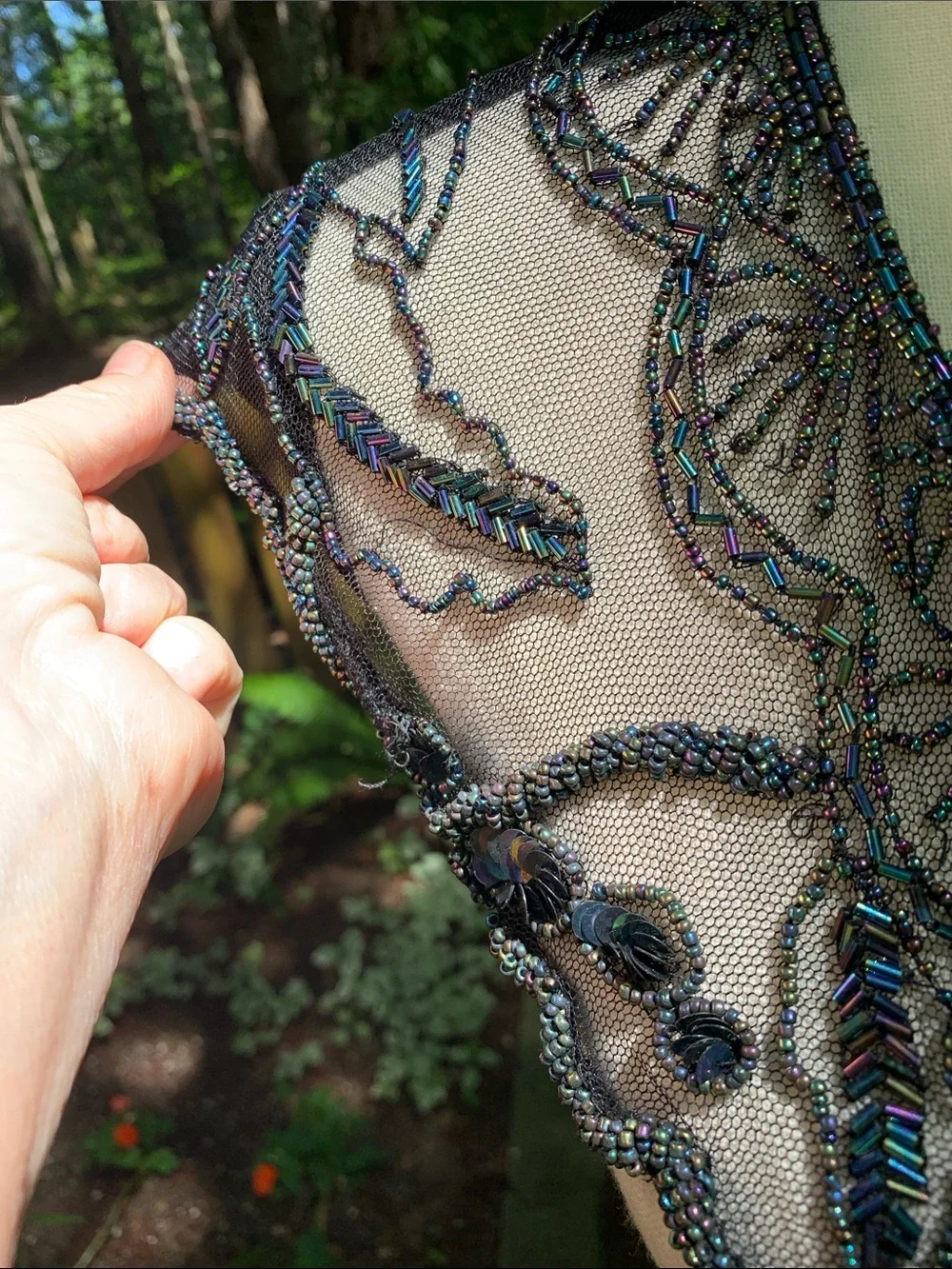 Beaded Black Sequin Evening Collar - Women's Accessory